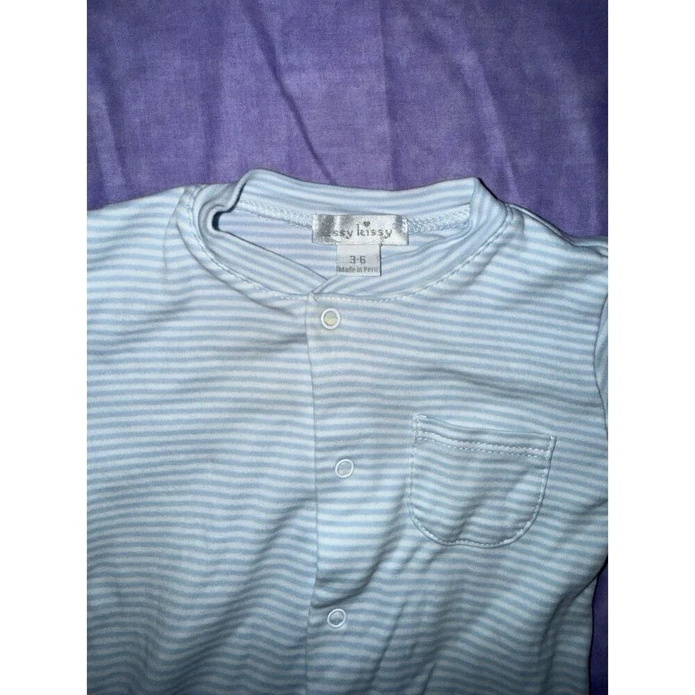 Kissy Kissy Baby Footie Light Blue Stripes size 3-6months